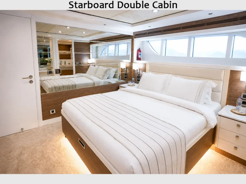 MY Panfeliss luxury charter yacht interior starboard side double cabin