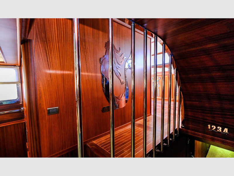 Ada Deniz gulet yacht interior entrance to lower deck from saloon