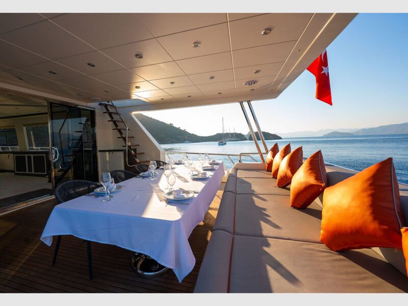 Alessandro trawler charter yacht outdoor aft deck
