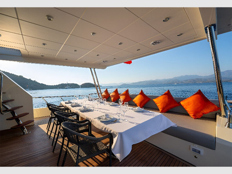 Alessandro trawler charter yacht outdoor aft deck