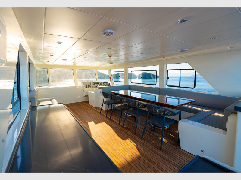 Alessandro trawler charter yacht outdoor upper deck flybridge