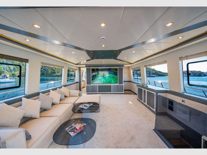 Alessandro trawler charter yacht interior saloon