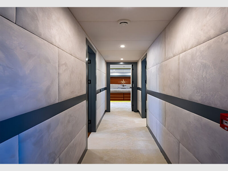 Alessandro trawler charter yacht interior hallway
