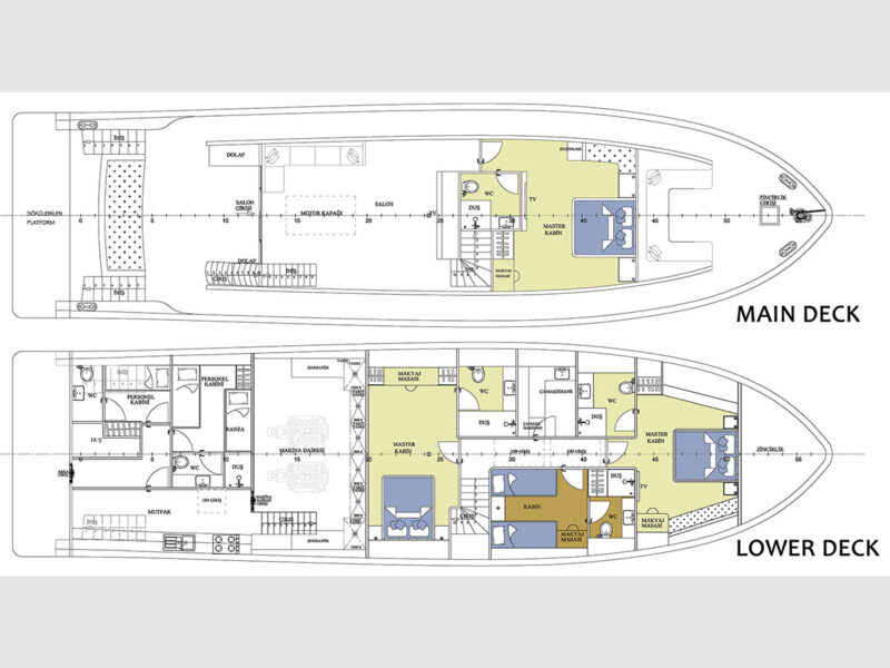 Alessandro trawler deck plan cabin configuration