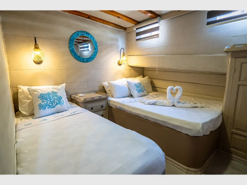 Ametist A gulet interior triple cabin 2 wide angle