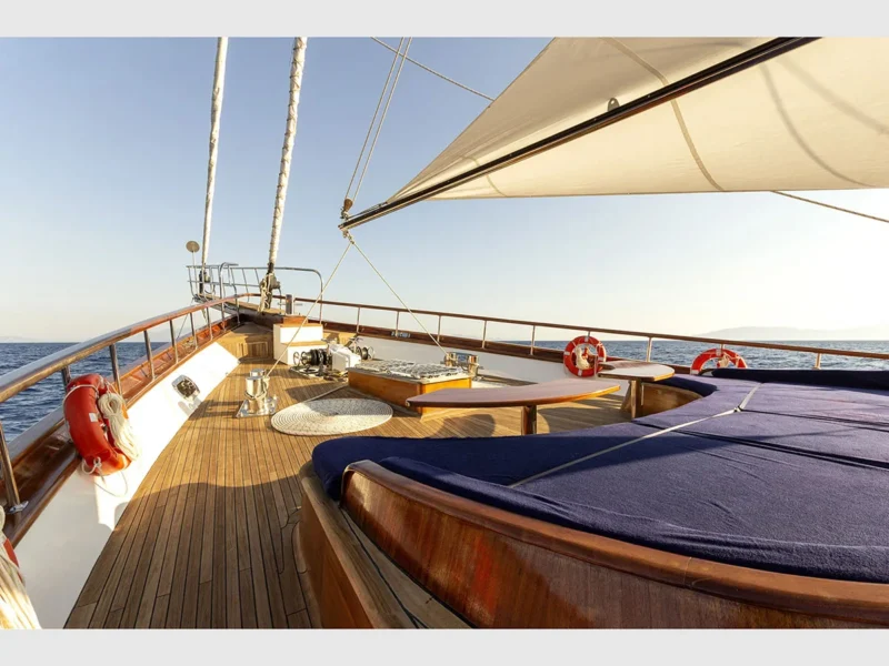 Babylon gulet outdoor forward deck view from lounge area