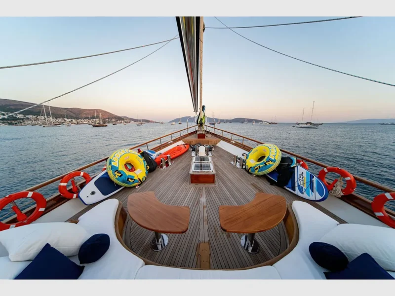 Babylon gulet outdoor forward deck lounge area