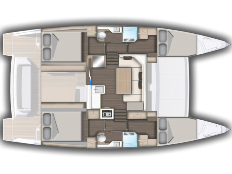 Aventura 37 catamaran deck plan cabin layout