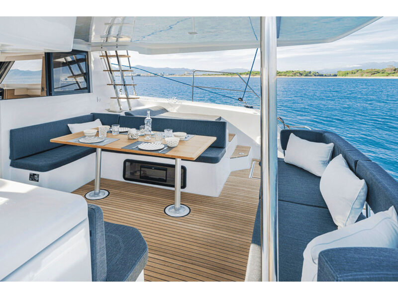 Aventura 37 catamaran outdoor aft deck
