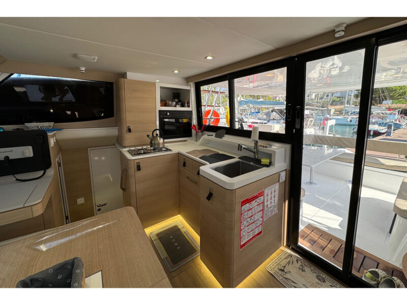 Aventura 37 catamaran interior kitchen