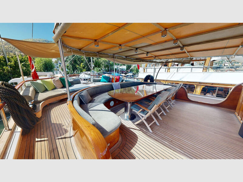 Dear Lila gulet outdoor aft deck wide angle
