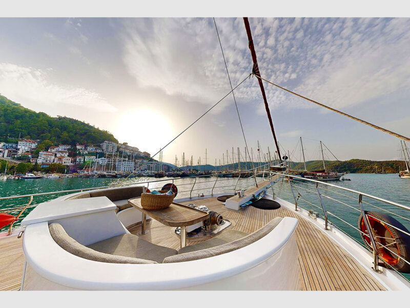 Diamond Lila charter gulet outdoor fore deck lounge area