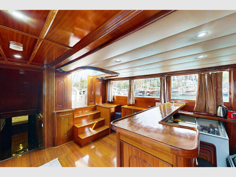 Diamond Lila charter gulet interior saloon entrance from aft deck