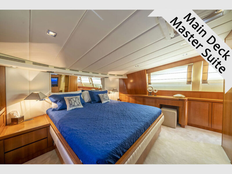 Sanref Falcon 115 charter yacht interior main deck master suite