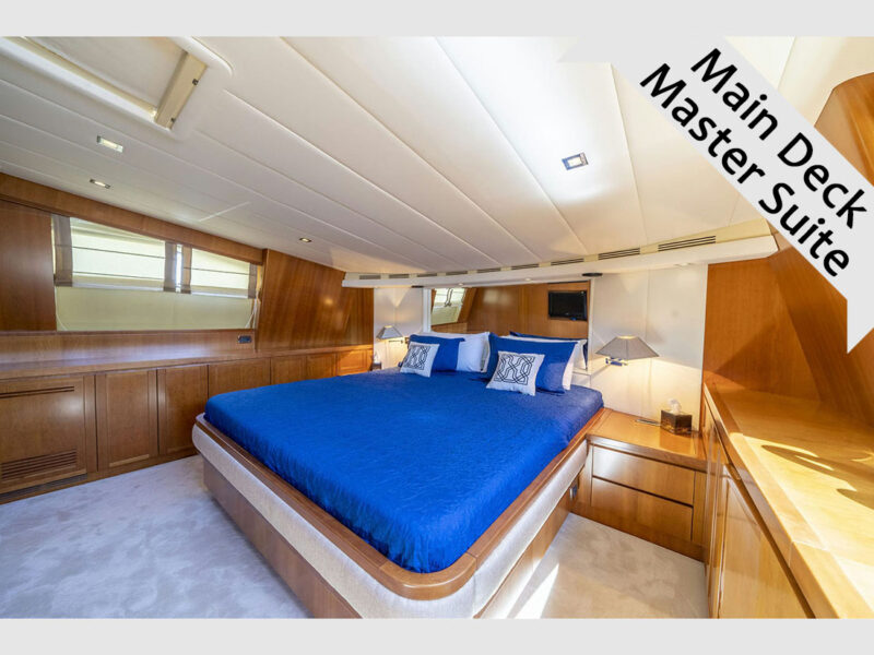 Sanref Falcon 115 charter yacht interior main deck master suite