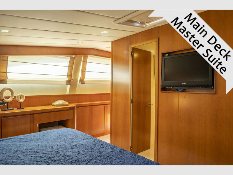 Sanref Falcon 115 charter yacht interior main deck master suite