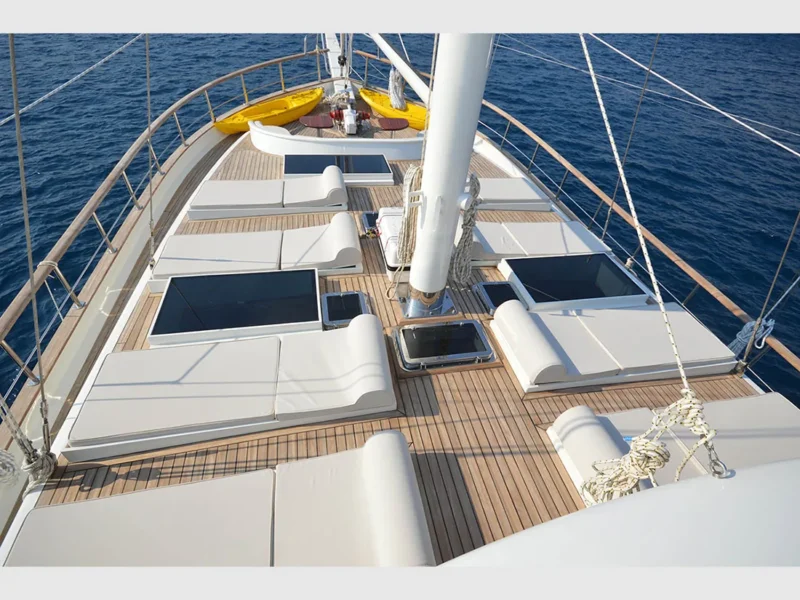 Gul Sultan charter gulet outdoor fore deck view from upper deck