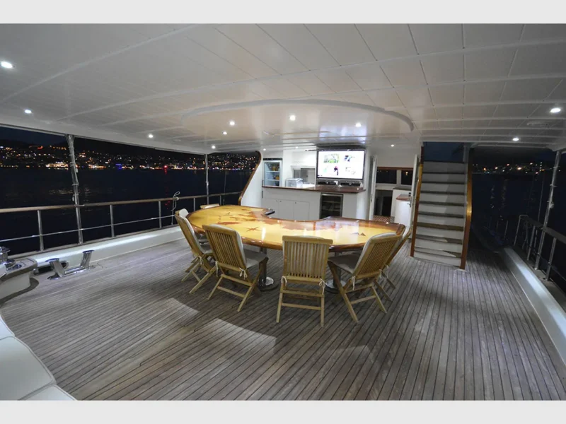 Gul Sultan charter gulet outdoor aft deck at night