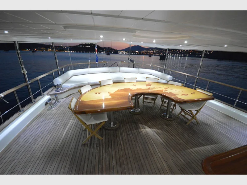 Gul Sultan charter gulet outdoor aft deck in the evening