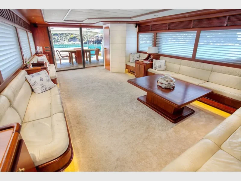 Julem-1 charter motor yacht interior saloon wide angle