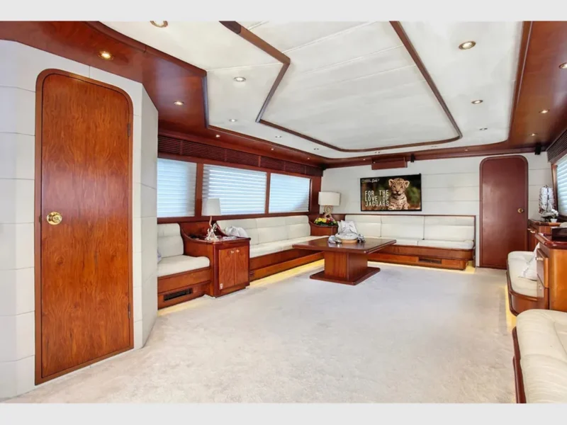 Julem-1 charter motor yacht interior saloon wide angle