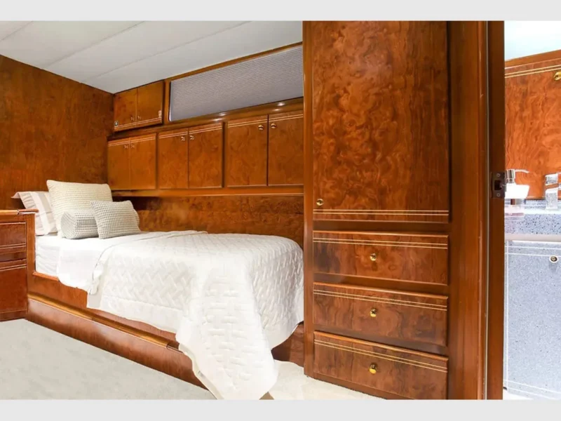 Julem-1 charter motor yacht interior twin cabin wide angle