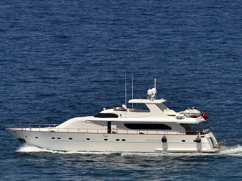 Julem-1 charter motor yacht exterior shot from distance while cruising