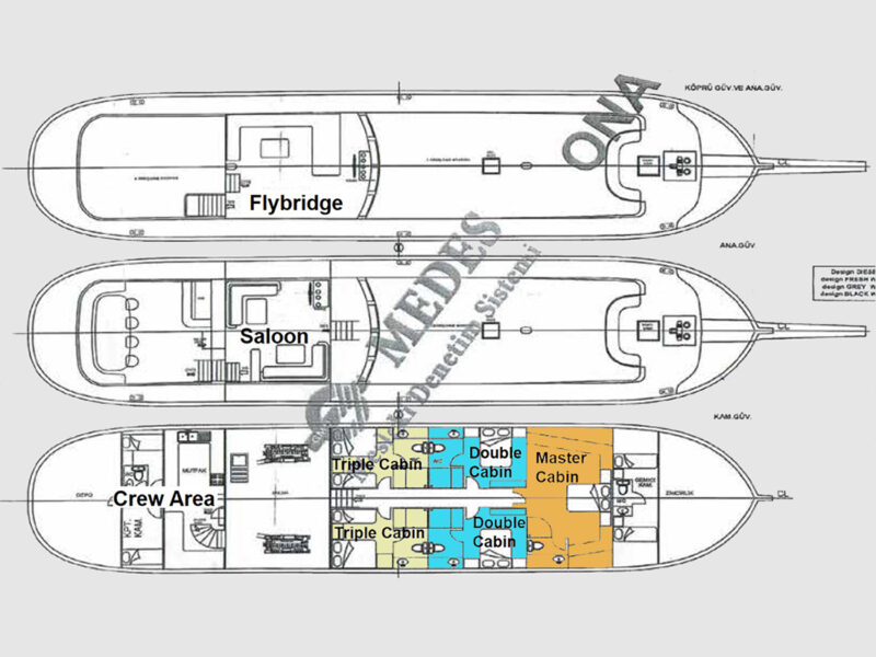 Luce Del Mare deck plan cabin layout