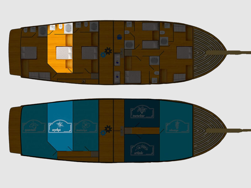 Maske-2 charter gulet interior double cabin Acelya plan