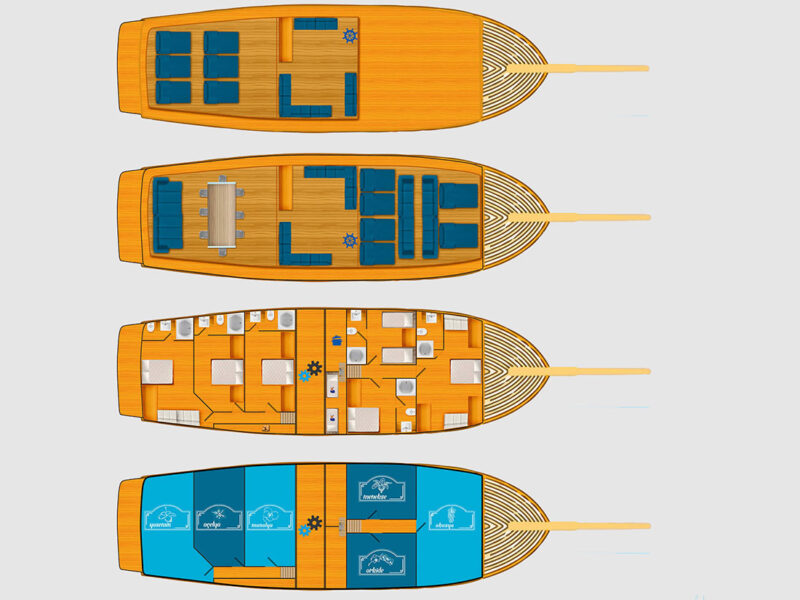 Maske-2 charter gulet deck plan cabin configuration