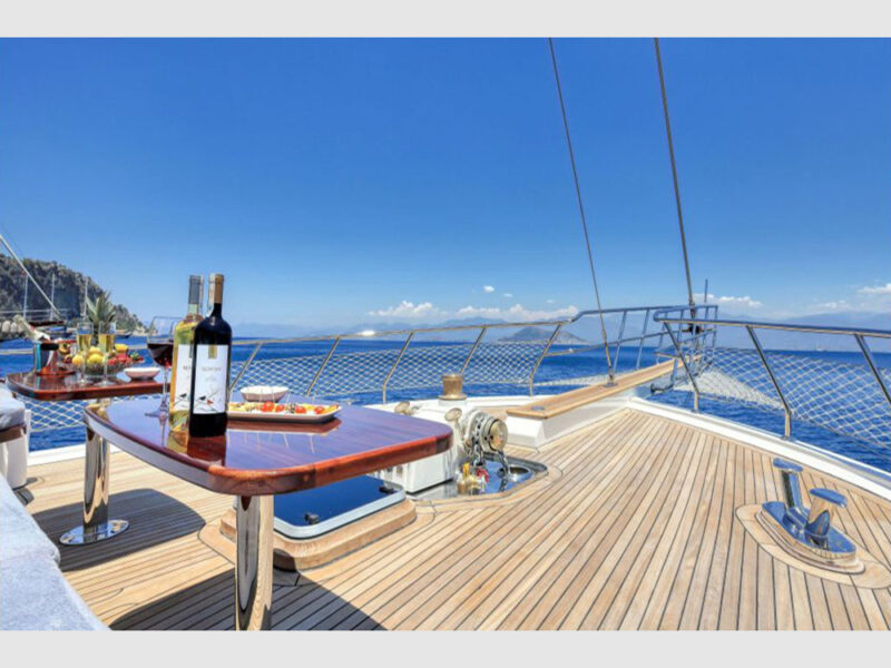 Maya charter gulet outdoor fore deck lounge area