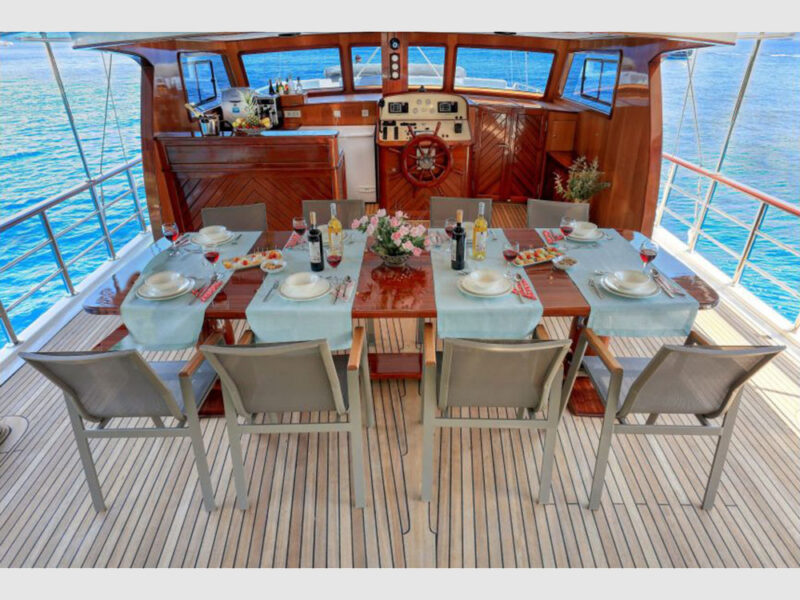Maya charter gulet outdoor aft deck