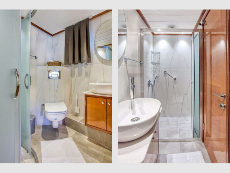 Maya charter gulet interior fore master cabin bathroom