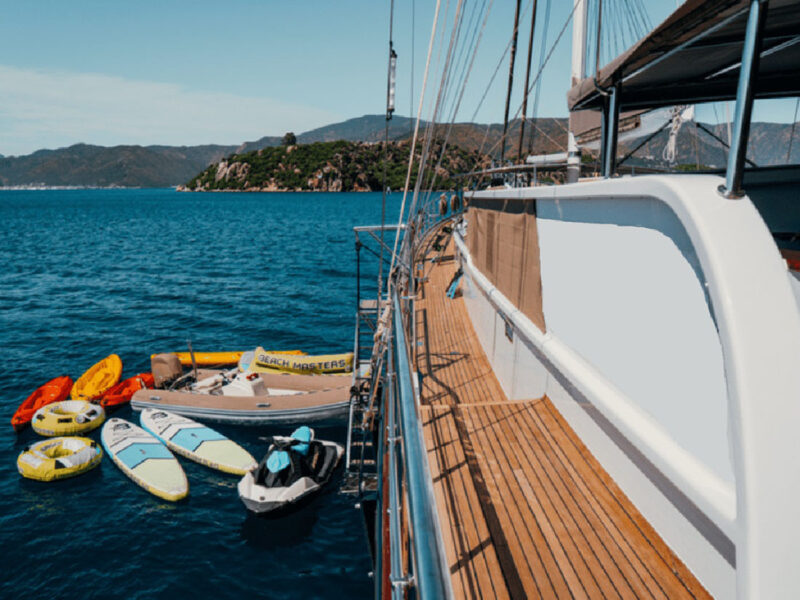 Nevra Queen charter gulet side deck and water toys