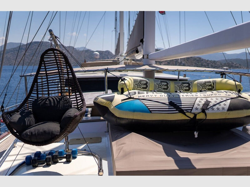 Nevra Queen charter gulet fore deck hanging swing chair