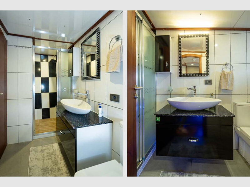 Nevra Queen charter gulet interior aft master cabin bathroom
