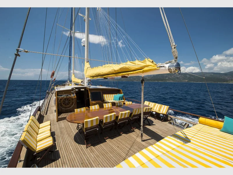 Parss gulet outdoor aft deck wide angle