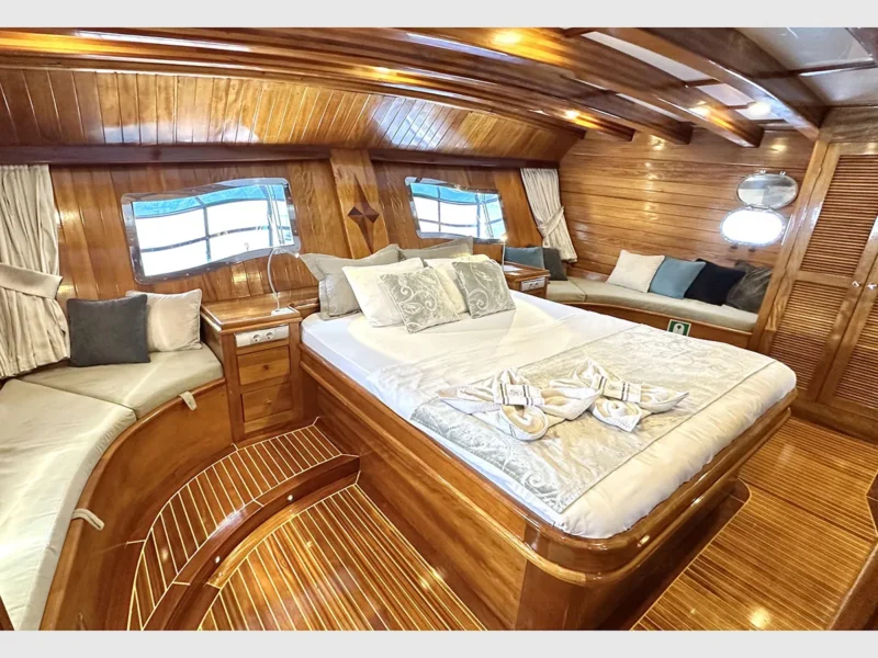 Parss gulet interior aft grand master cabin wide angle
