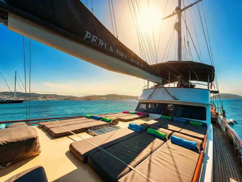 Perla Del Mar 1 gulet outdoor forward deck sunbeds