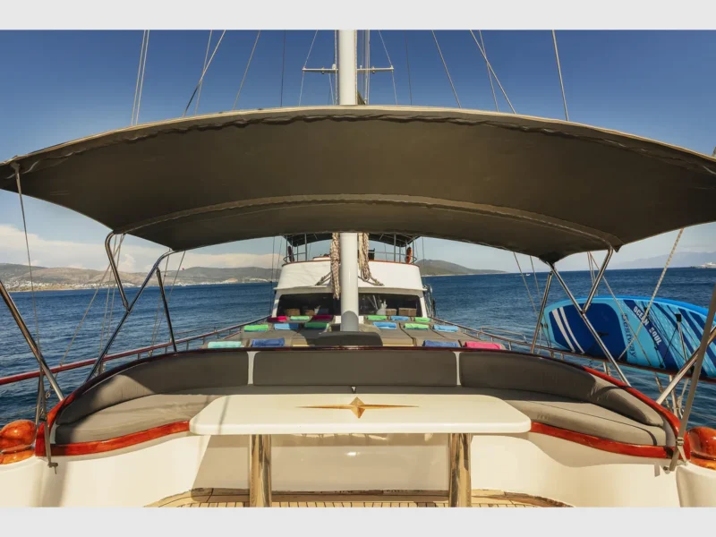 Perla Del Mar 1 gulet outdoor forward deck lounge area