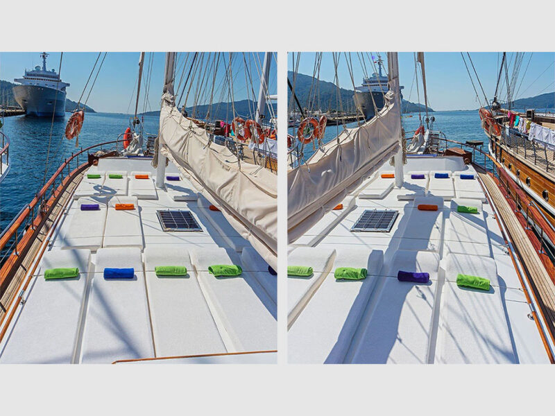 Perla Del Mar-1 charter gulet yacht outdoor foredeck sunbeds