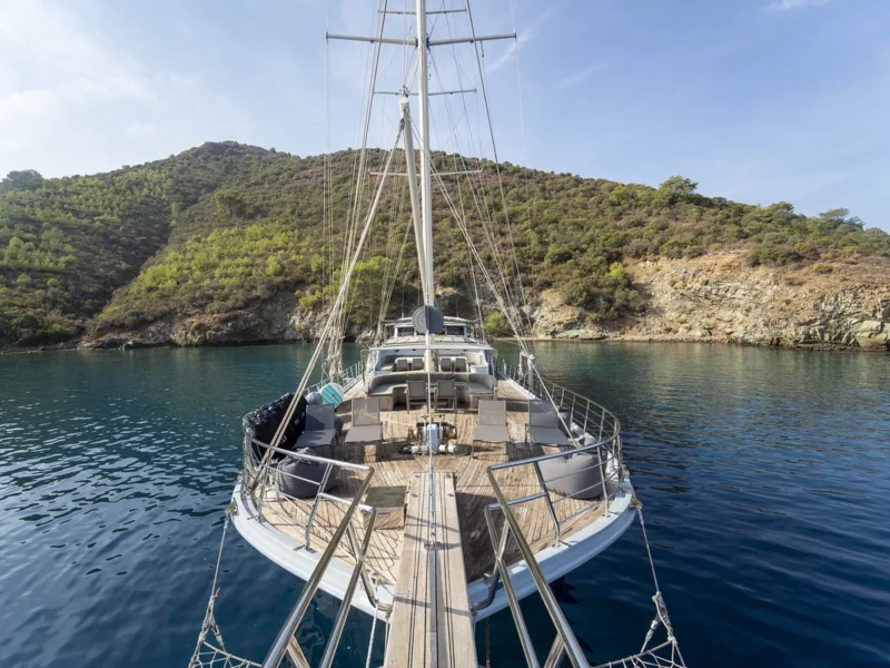 Prenses Lila gulet charter yacht outdoor fore deck view from bowsprit