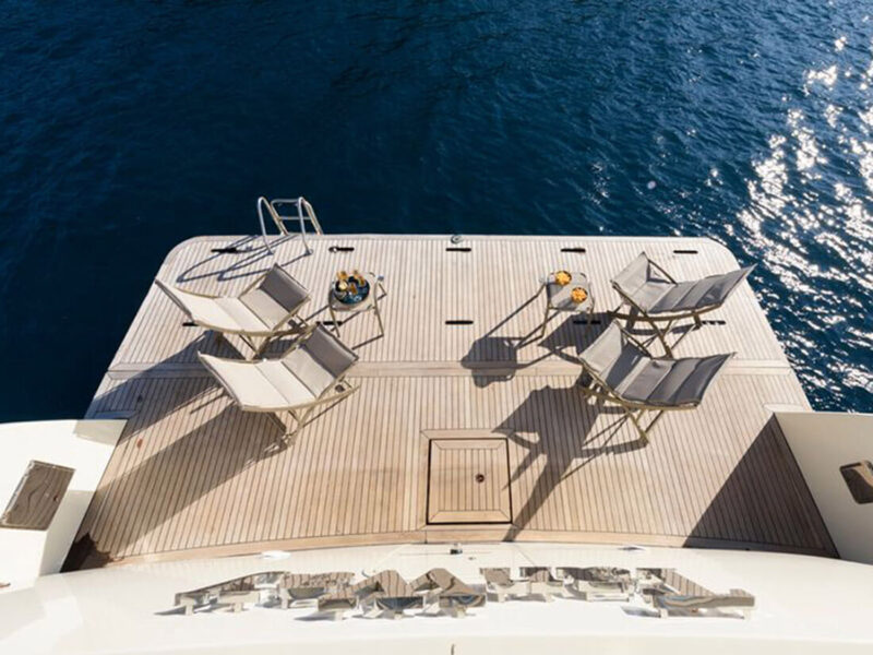 Tanway Trawler Charter Yacht Outdoor Aft Platform View from Main Deck