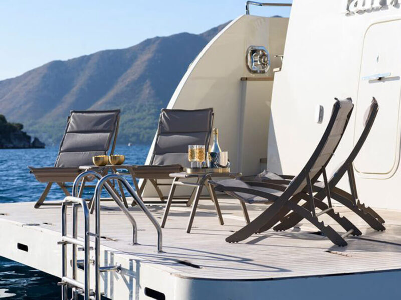 Tanway Trawler Charter Yacht Outdoor Aft Platform Close-up