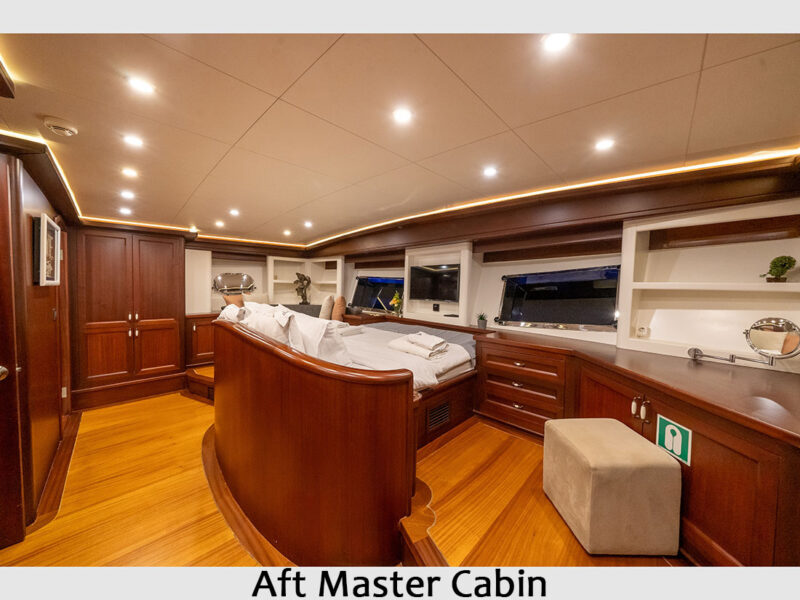 Virtuoso gulet interior aft master cabin wide angle