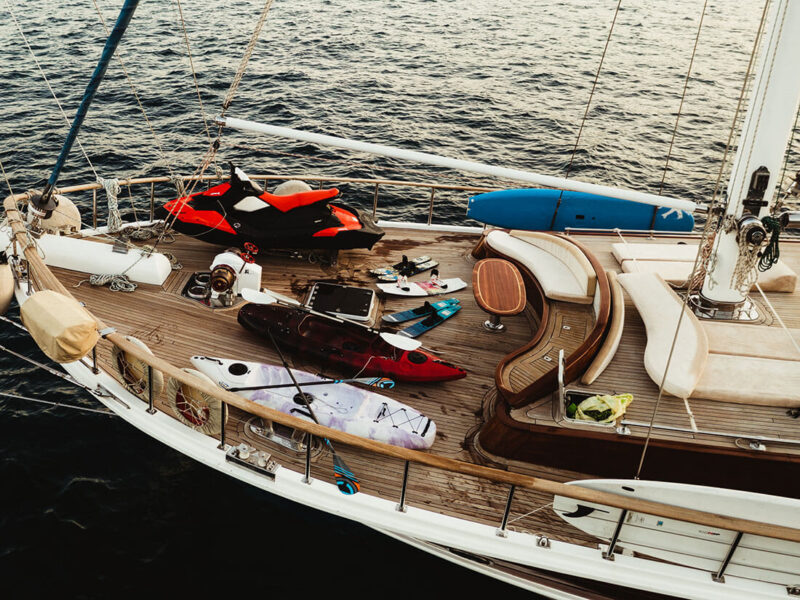 Wicked Felina gulet water toys on foredeck