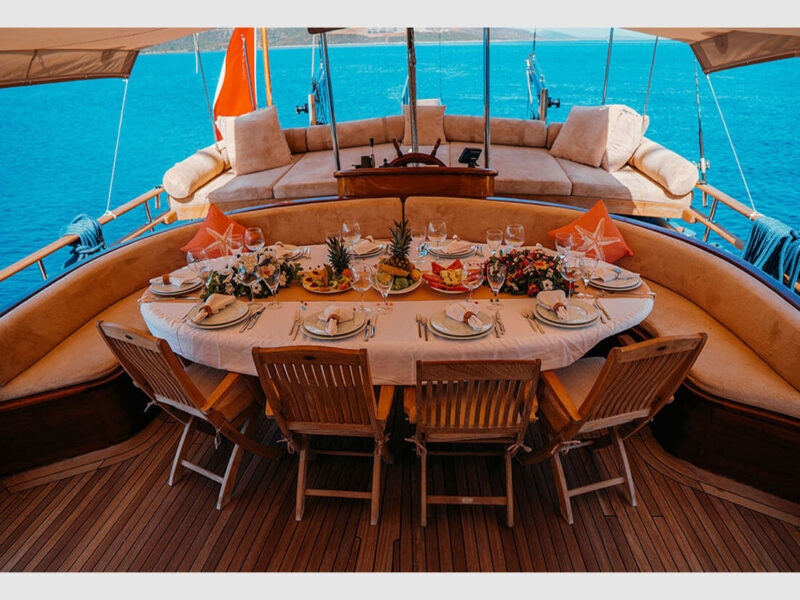 Wicked Felina gulet outdoor aft deck