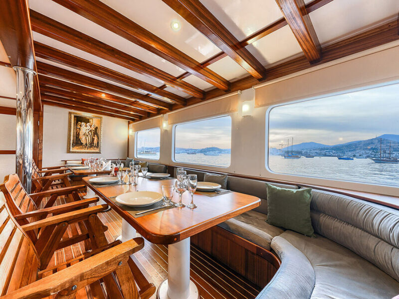 Love Boat Gulet Interior Saloon Seating Area with sea view