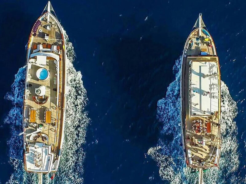 Love Boat and Elara-1 gulets cruising side by side