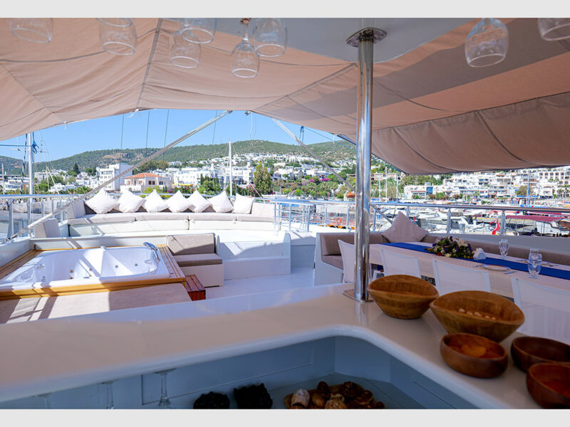 Freedom gulet outdoor upper deck view from the bar